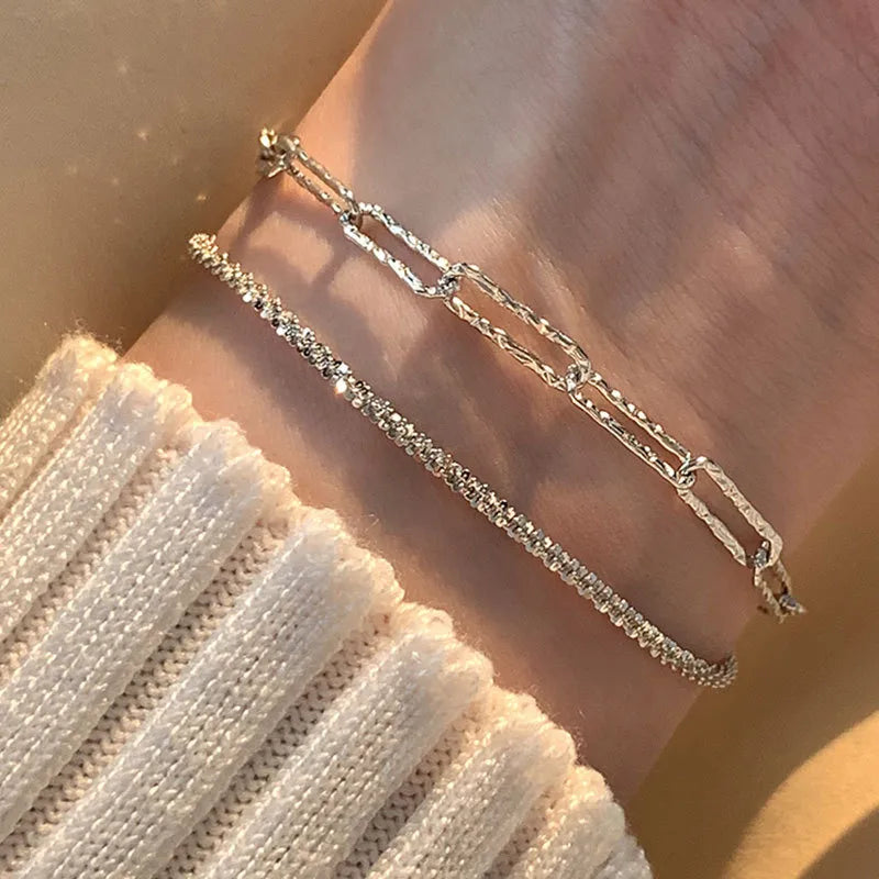 Tichi S925 Sterling Silver Luminous Galaxy Bracelet-set of 2